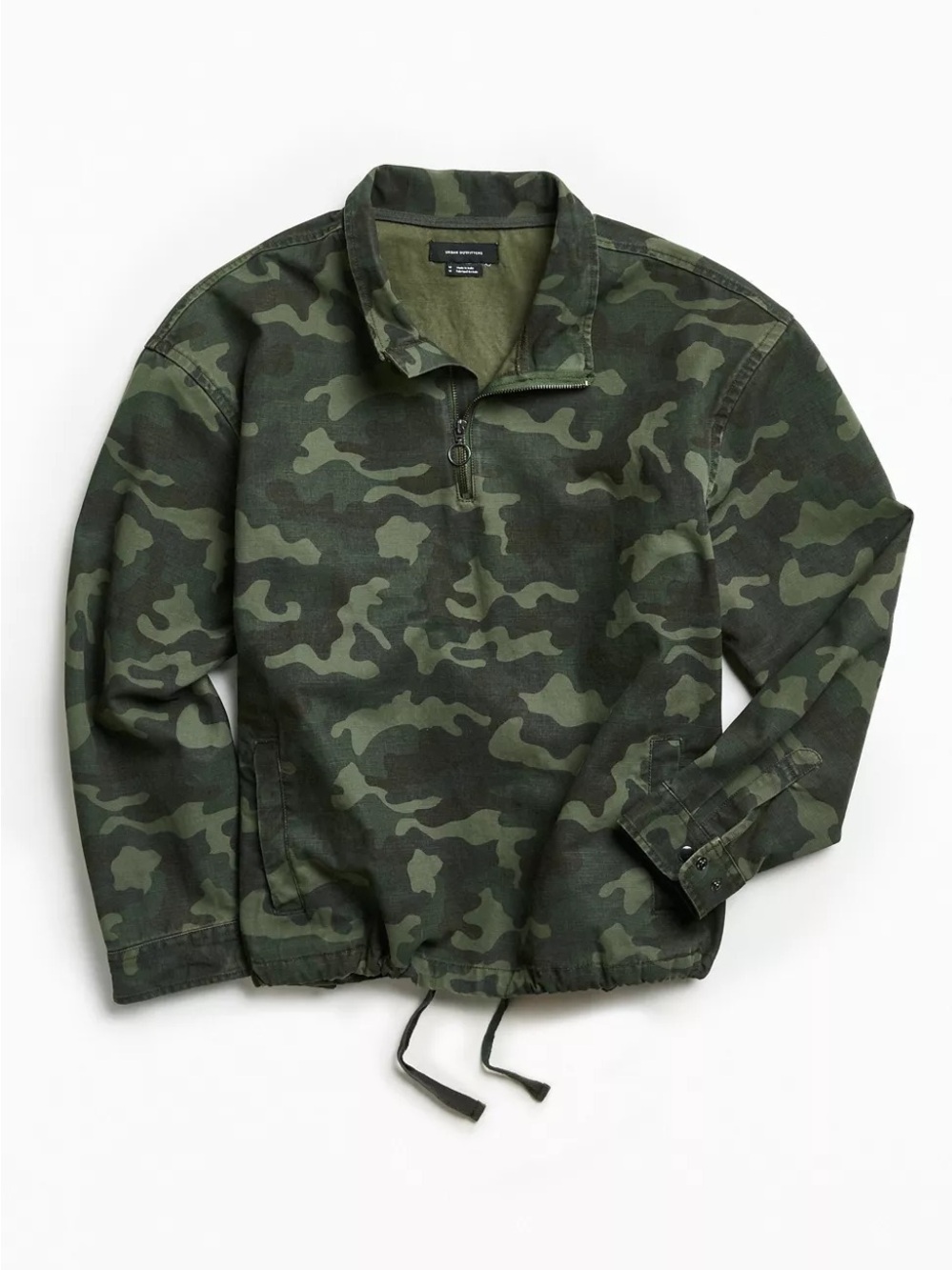 Urban Outfitters Camo Quarter-Zip Pullover Jacket - Green